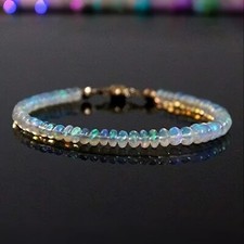 Dainty Natural Clear Opal 3mm Tiny Beads Healing Reiki Minimalist Women Bracelet