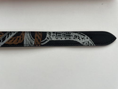 HERMES Apple Watch 41/40/38mm Noir Allover Print Leather Band Double Tour Unused - Zdjęcie 4 z 6