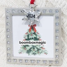 2024 CHRISTMAS TREE ORNAMENT PHOTO PICTURE FRAME HOLIDAY GLAM SQUARE W/SNOWFLAKE