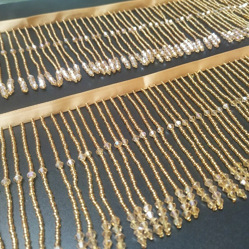 Бисер 45 см кристалл бахрома кисточки отделки ленты 10/15 см ширина танец костюм платье - Изображение 3 из 4