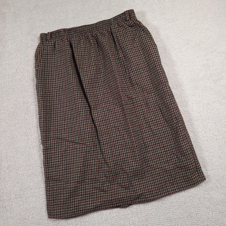 Falda De Colección Briggs New York Para Mujer 16 Multicolor Tejido Cuadros Midi Cintura Elástica EE. UU. Foto 2 de 4