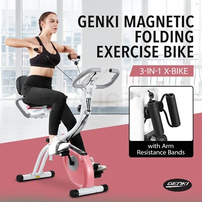 Genki 3 In 1 Folding Exercise Bike Magnetic X-Bike Home Gym Spin Bicycle Fitness - image 1 of 4