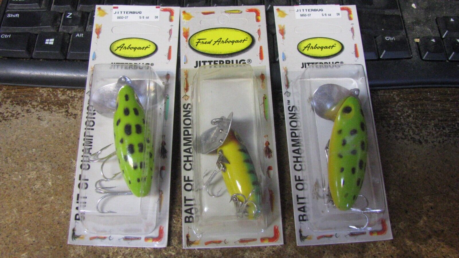 Arbogast jitterbug, 3 ct, 2 colors, 2 weights, NOS, NIP, free shipping