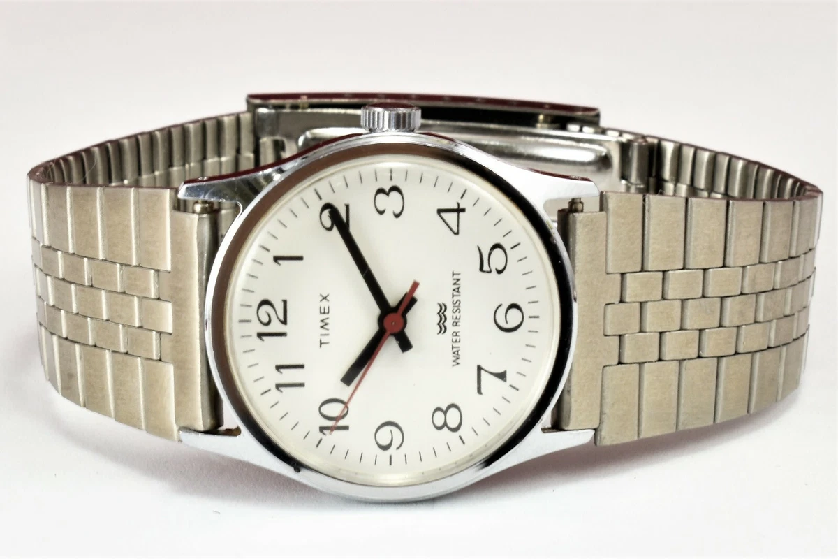 Vintage Timex Water Resistant Men Watch Stainless Steel New Bracelet Keeps Time