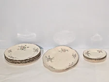 Lot of 10: Antique Homer Laughlin 1946 Georgian Eggshell Rose Floral Dish Plates