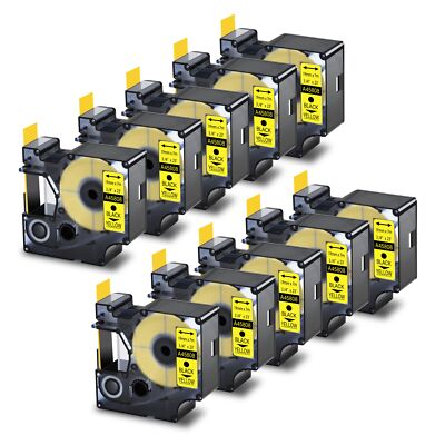 10PK 3/4'' Black on Yellow Label Tape 45808 For DYMO D1 LabelWriter 450 DUO 