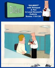 (SALE) DILBERT Animation Cel:  DILBERT In Cubicle Scene 110-136  w/Semi-Gloss BG