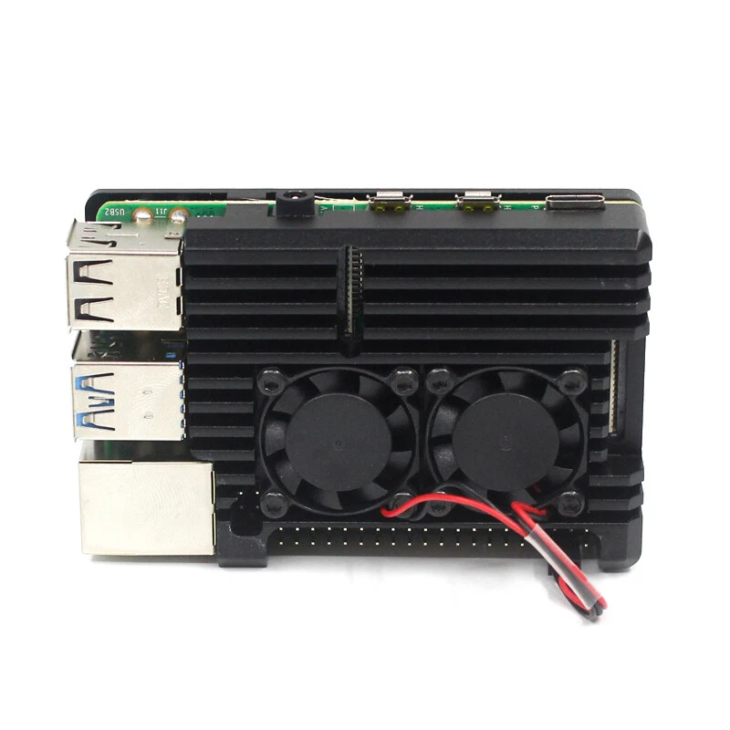 Dissipatore di calore in alluminio enorme personalizzato doppia ventola di raffreddamento per Raspberry Pi 4 modello B - Immagine 3 di 4