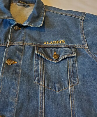 Vintage Aladin Casino Las Vegas Blue Denim Jacket Button Up
