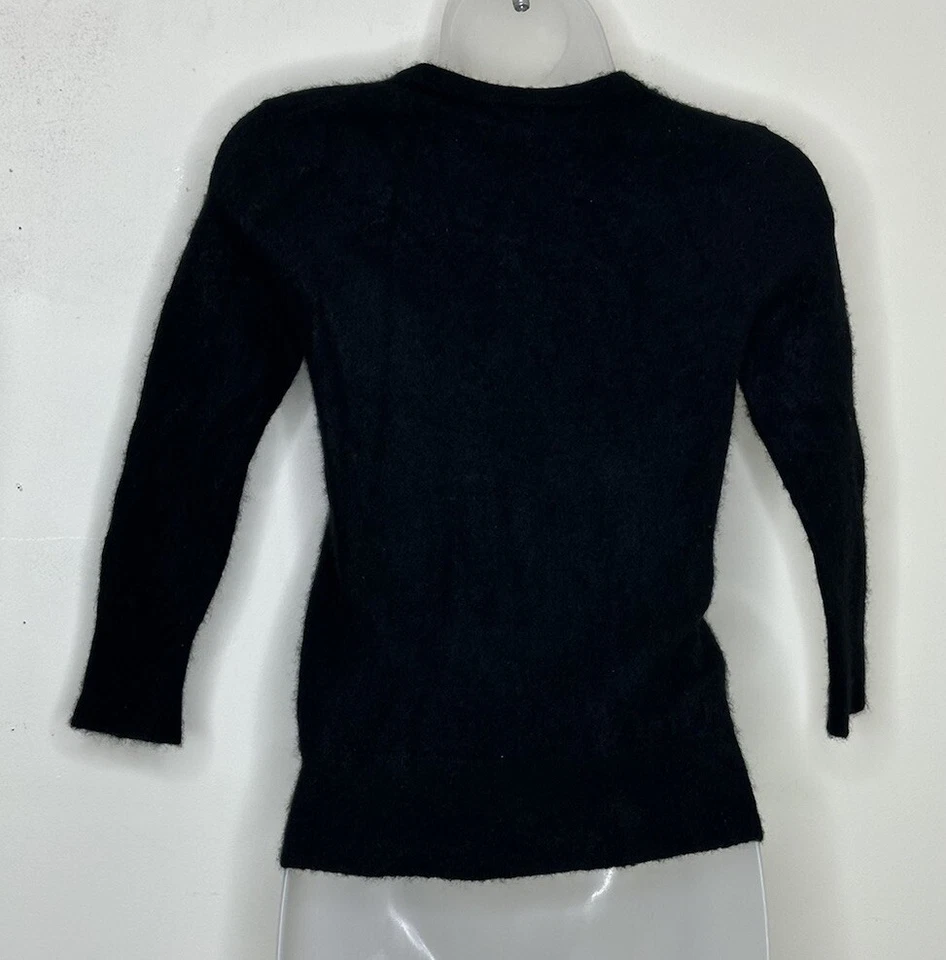 Cárdigan Suéter Lark & Ro Niñas Cachemir Negro Botón Frontal Suave y Acogedor Foto 3 de 4