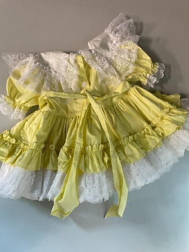 VTG Dolls & Darlings yellow Full Circle Ruffles Lace Dress size 24M Made USA - Picture 8 of 10