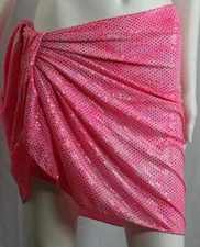Glorious Pink Metallic Sequin Beach Sarong Cover Up or Scarf One Size USA Made
