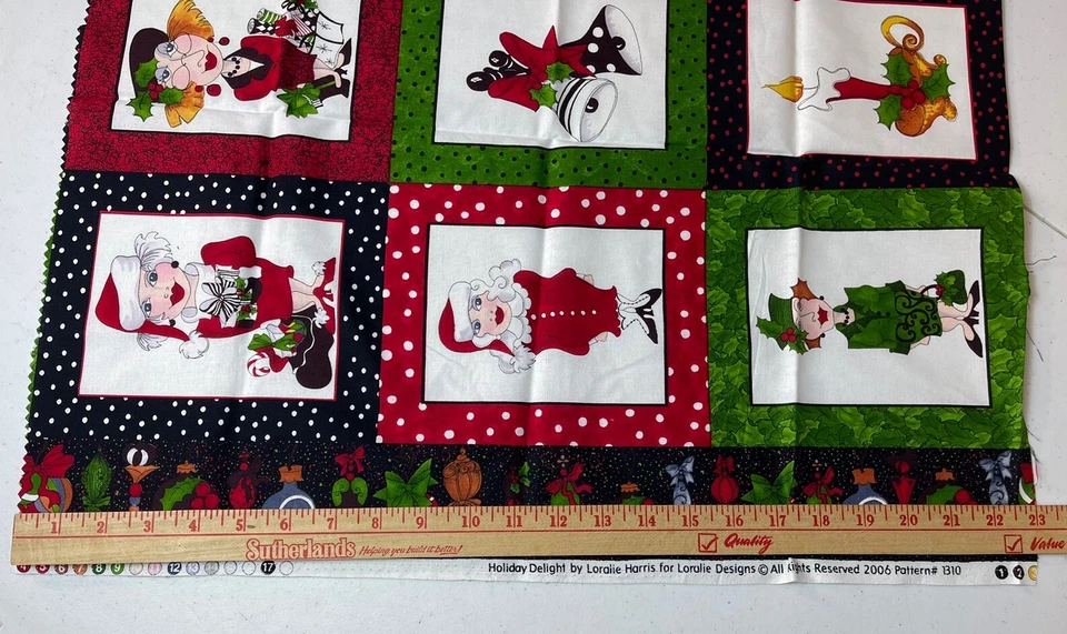 HOLIDAY DELIGHT Quilt Panel Loralie Harris Fabric Cotton Ladies 23”x43.5” - Image 2 of 4