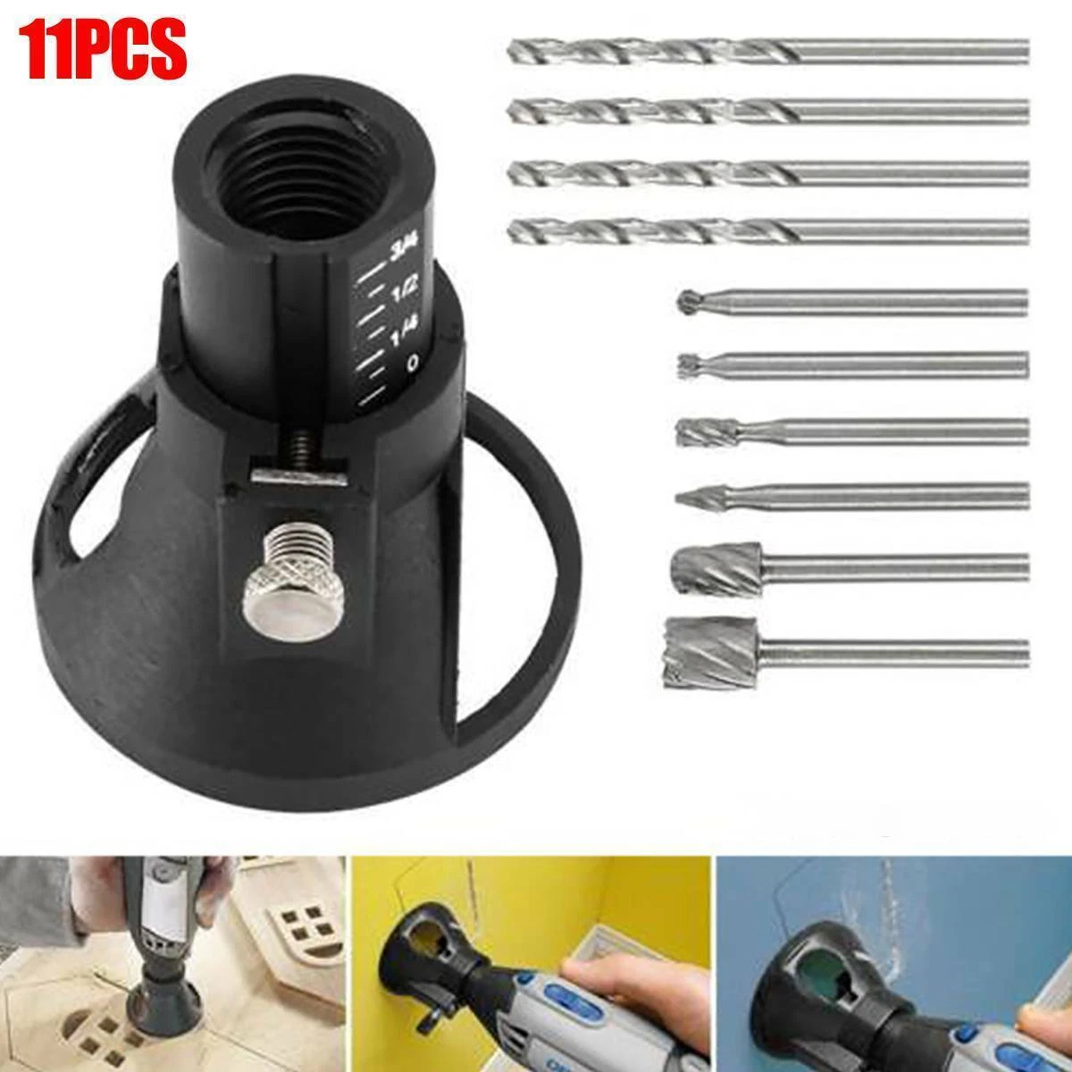 Dremel Accessories HSS Routing Router Bits Drill Kit Cutting Guide