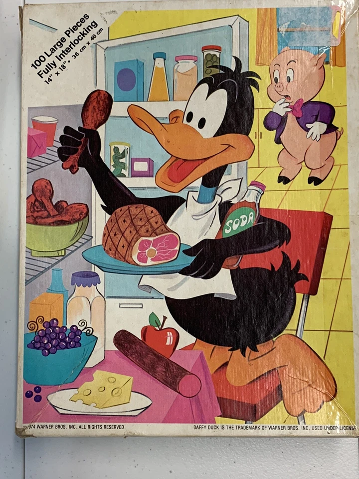 Vintage 1974 Daffy Duck Puzzle 100 large pieces 14" x 18" Porky Pig Complete - Image 4 of 4