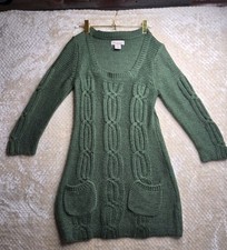 Glimmer By JJ Basics Green Sweater Dress With A Square Neckline Size Medium