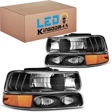 Chevy Silverado 99-02 Headlight Pair Black Housing