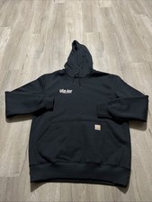 Carhartt Pullover Hoodie Men  s Medium Black Rain Defender Workwear Heavy