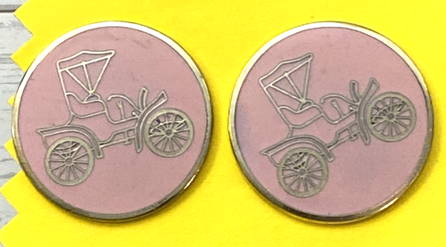 Vtg Ford Model T Pink & Gold Tone Enamel Cufflinks - Afbeelding 10 van 14