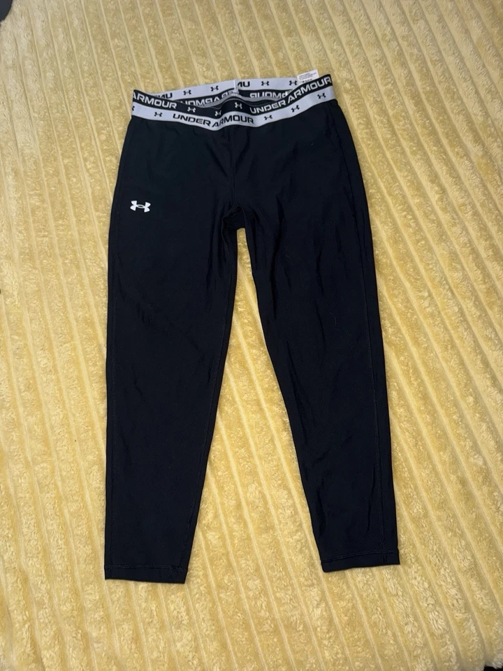 女孩套装 Under Armour 紧身裤压缩黑色青少年 XL 16/18 码 — 第 2/4 张图片