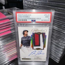 2022 Flawless Jose Ramirez Gold Patch Auto 3/5 PSA 9 On-Card Autograph Guardians