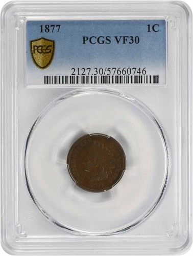 1877 Indian Cent VF30 PCGS