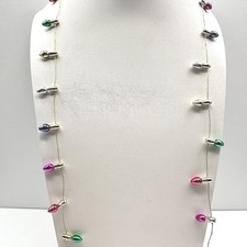 Vintage Y2K Christmas Light Bulb Ornaments Necklace Gold Tone Women's Jewelry