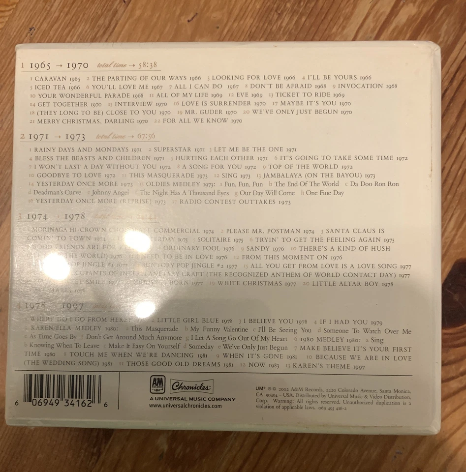 The Carpenters The Essential Collection (1965-1997) 4 CD Box Set 2002 Brand New - Image 3 of 3
