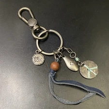 The Sak Boho Keychain with Charms Peace Sign Mini Carabiner