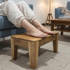 Natural Teak Wood Step Stool Handmade Wooden Stool for Adults Kids