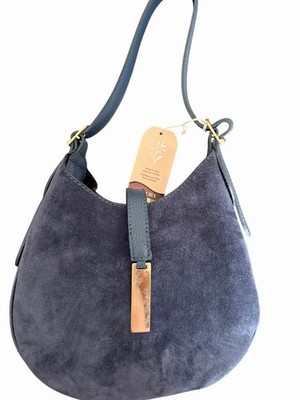 Isadora Brand Soft Suede Mini Hobo with Bar Hardware and Double Gussets