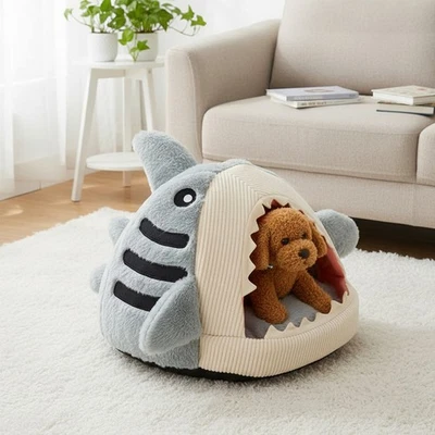 LIFELOOK Shark Pet Bed Cat Dog Cosy Cave Nest Puppy Kitten Soft Igloo Sleeping Bed S/M/L