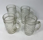 Vintage Anchor Hocking Quilted Diamond Pattern Beer Mugs Set Of 4