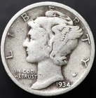 1934-P 10C Mercury Dime FINE 90% SILVER (#8380)