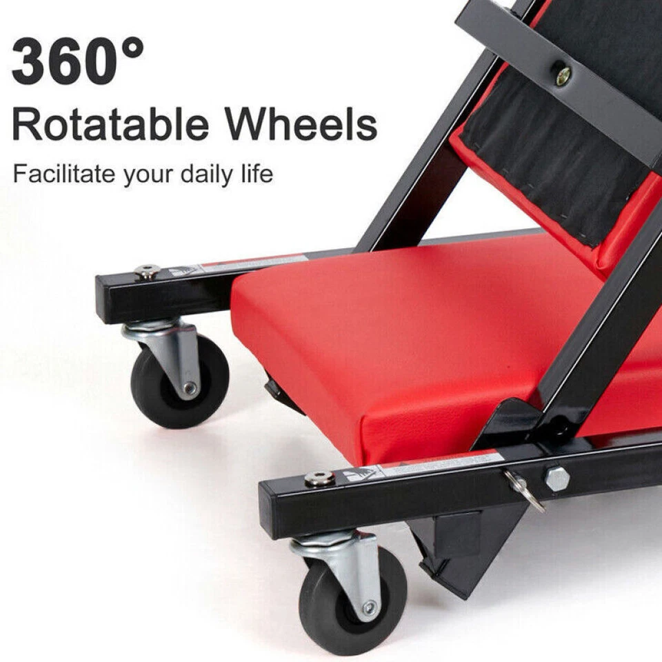 36" Large Professional Mechanics Car Van Creeper Crawler Board Padded Stool Seat - Image 4 of 4