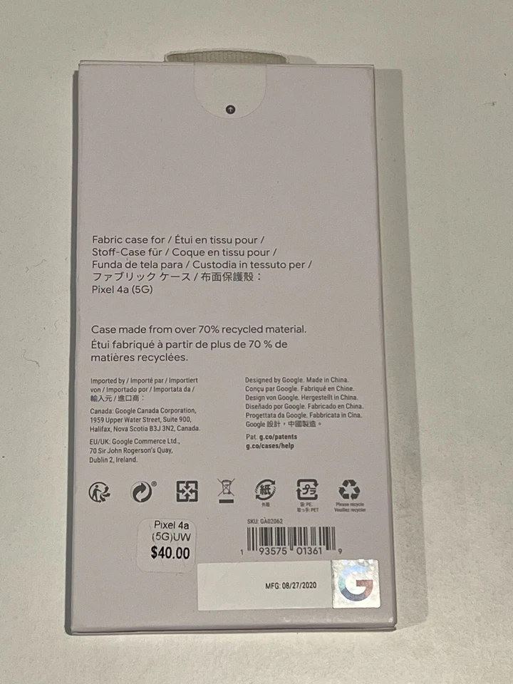 GENUINE Google Pixel 4a 5G Fabric Case GA02062 - Basically Black NEW SEALED - Image 2 of 2