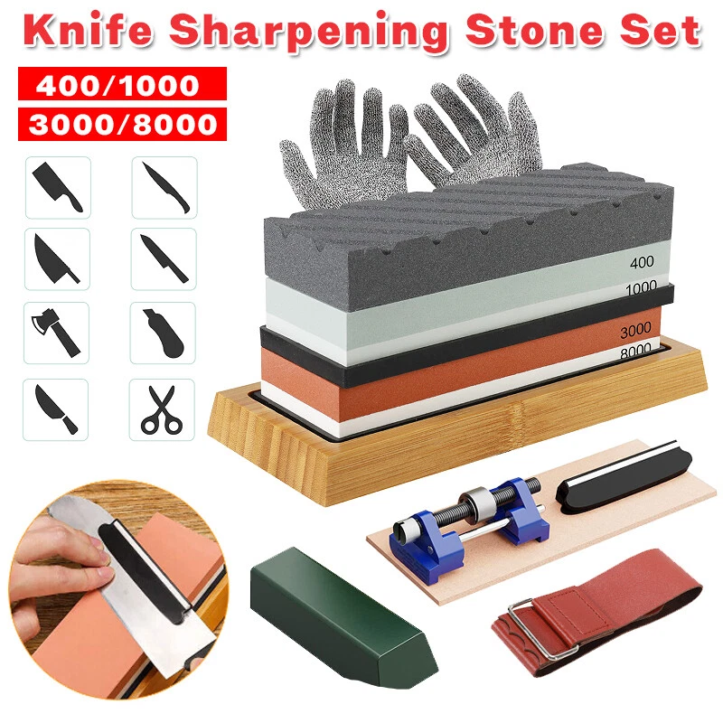 Knife Sharpening Stone Set Professional Whetstone 4 Side Grit 400/1000 3000/8000
Opens in a new wind