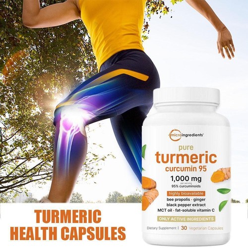 Turmeric Capsules 1,000mg Curcumin, Black Pepper & Ginger Complex Tumeric Hot - Picture 7 of 9