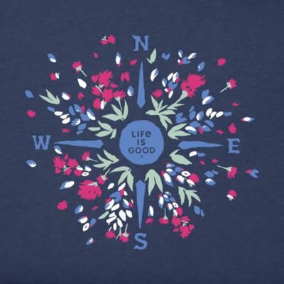 Medium NWT Women's Life is Good Love Is Everywhere Compass Blue SS Crusher Tee
