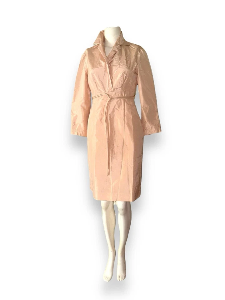 RICHARD TYLER COUTURE taffeta silk collared surplice-front dress pink sz 6 - Imagem 2 de 4