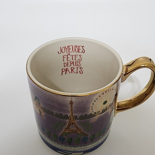 Anthropologie Vacaciones Navidad En La Ciudad Taza París Juego de 2 Tazas de Café Nuevo - Imagen 3 de 7