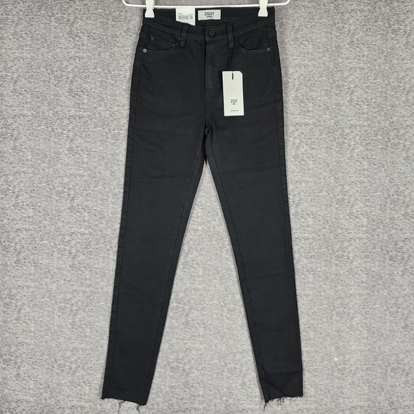 ZGY Denim Jeans Womens Size 26 Black Swizzle Sticks High Skinny Crop Stretch