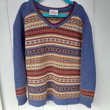 HANNA ANDERSSON Nordic Print V-Neck Knit Sweater Size 120 US Size 6