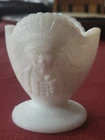 Vintage John Kemple Milk Glass Indian Chief Kenawha Toothpick Holder Salt Cella