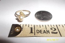 Sterling Silver Gold tone White Pearl STACK Ring 8 .25 