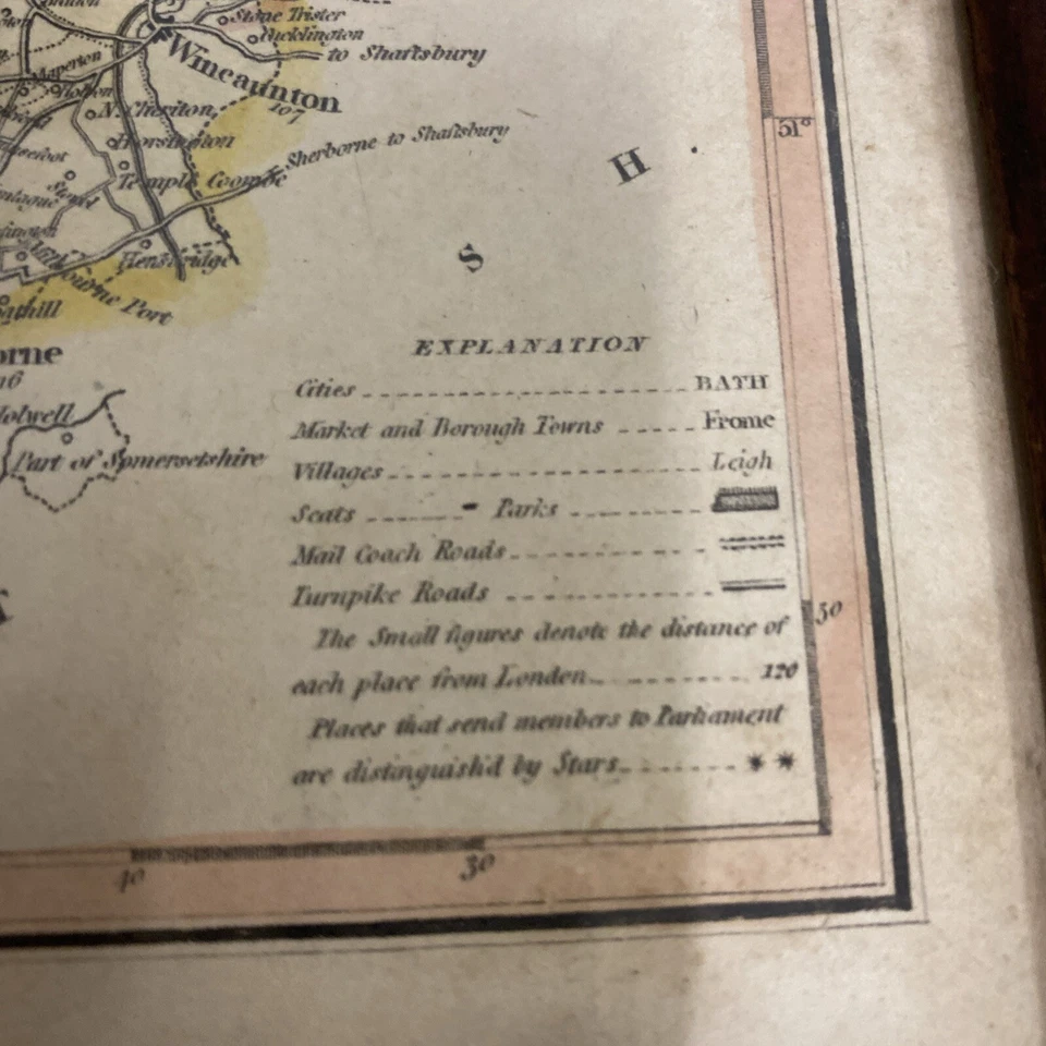 Mapa original de Somersetshire 1912 grabado J Wallis Pub Londres 24x31 cm Foto 3 de 4