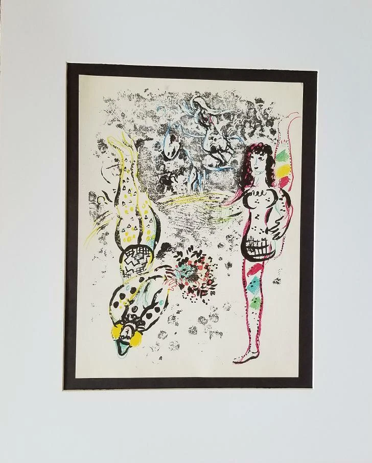 Litografía Original Marc Chagall "Acróbatas en Juego" 1963 Mourlot (401)  Foto 3 de 3
