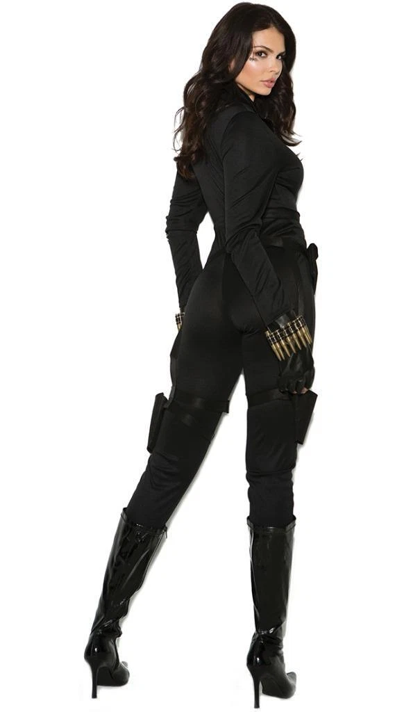 Secret Agent Spy Costume Jumpsuit Holsters Utility Belt Bullet Cuffs 99062 XL
