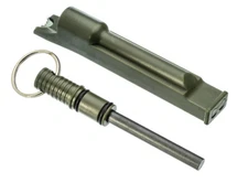 3-IN-1 Flint Rod Fire Starter Striker Integrated Whistle & Split Ring GREEN