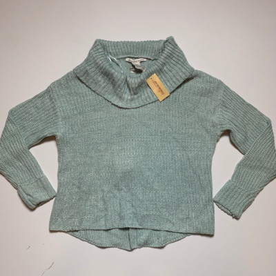 American Rag Cie Womens Pullover Sweater Green Long Sleeve Turtleneck Tie S New